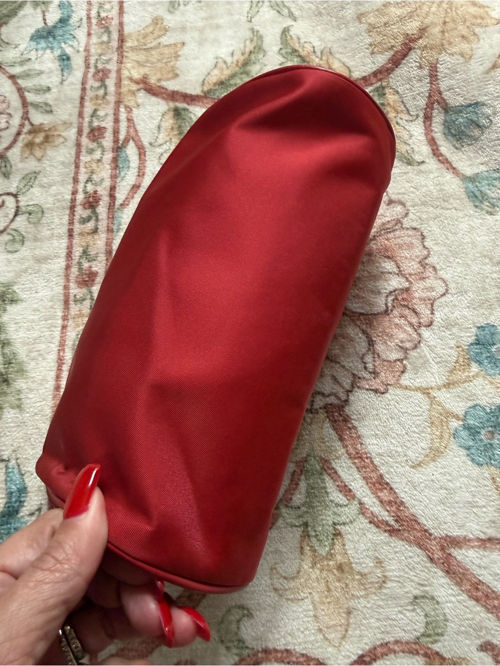 Coach Red Satin Cosmetic Pouch with Silver Logo - Picture 3 of 6